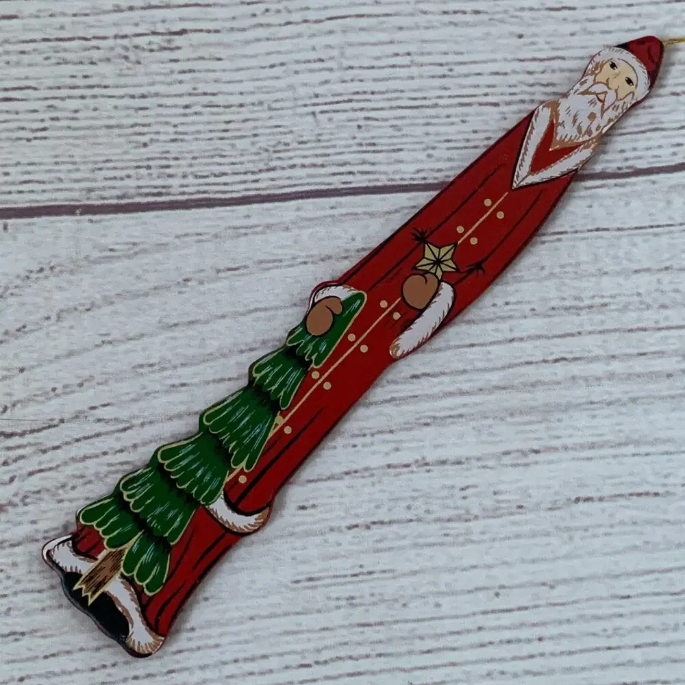 Vintage Wooden Father Christmas Santa Claus Christmas Tree Ornament 6